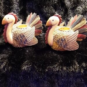 Decorative Turkey Candle Holders - Multicolor